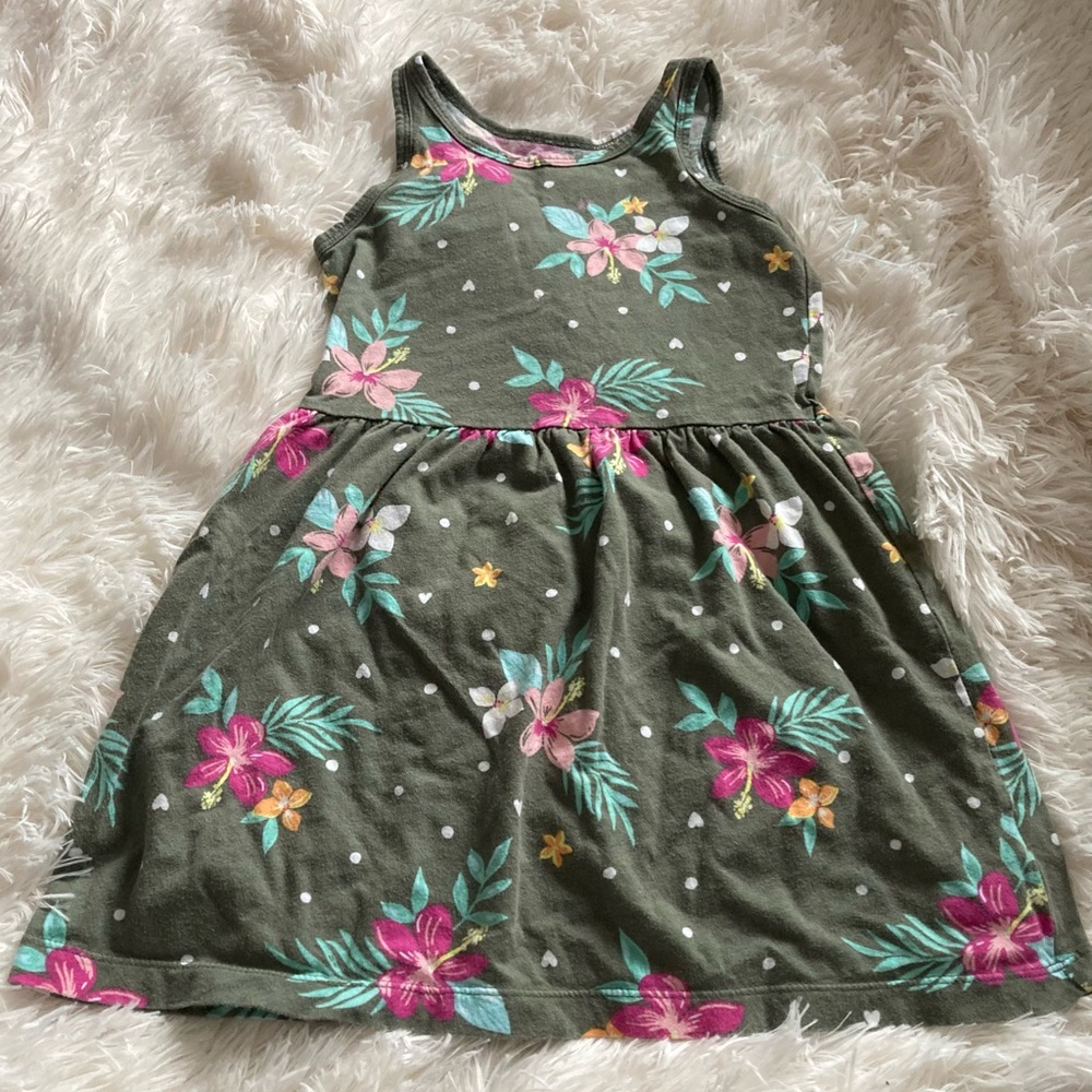 Olive Green Summer Dress, Carters, size 5T